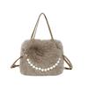 Invierno Combinable Esponjoso Portátil Bolsa Pequeña Moda Perla Bolso Cuadrado Pequeño Otoño e Invierno Texturizado para Mujer Bandolera Mao Mao