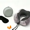 Entrega Direta da Fábrica Almofada de Apoio para Pescoço de Espuma de Memória de Rebound Lento em Formato U, Almofada Portátil para Viagem e Cochilo Camelback, Personalização de Almofada em Formato U