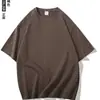 Camiseta básica de algodón puro de peso pesado 400 g, manga corta simple, para hombre y mujer, atuendo de pareja, camiseta interior, top de manga media estilo americano