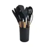 Conjunto de Utensílios de Cozinha de Silicone Transfronteiriço com 12 Peças, Conjunto de Espátula e Concha de Silicone de Grau Alimentício, Utensílios de Cozinha de Silicone Resistentes a Altas Temperaturas