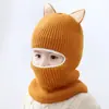 Gorro de Punto Infantil de Otoño e Invierno con Orejas de Zorro Lindas Bufanda para Bebé Abrigada y Engrosada de Forro Polar Gorro de Una Pieza