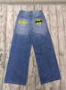 Jeans Holgados Bordados con Patrón de Murciélago Vintage Harajuku Estilo Americano para Hombre Pantalones Street Y2K Jeans Lazy