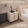 Lámpara de Foco Lujo Moderno Pizarra Cuero Mesita de Noche Gabinete de Tres Cajones Cama de Celebridad de Internet de Gama Alta Italiana Mesita de Noche de Madera Maciza