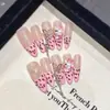 Pegatinas para Uñas de Gato de Dibujos Animados Lindas con Estampado de Leopardo Estilo Francés, Diseño Largo, Exportación Europea y Americana, Uñas Portátiles Puras Hechas a Mano al por Mayor
