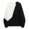 Suéter de punto para hombre, diseño de otoño e invierno, suelto, con costuras asimétricas, cuello redondo, manga larga