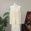 Zhi Li Nova Camisa de Manga Curta Sem Mangas Plissada Estilo Chinês Cor Sólida 2026 Verão Nova Gola V Estilo Nacional Elegante Top 1