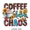 Pegatinas Creativas de Transferencia de Calor con Temática de Café Transfronterizas, Pegatinas de Transferencia de Calor con Logo Impresas en Offset, Imágenes de Transferencia de Calor para Estampado en Ropa