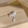Pendientes de Clip Perla Creciente Cascada Circona Gota de Agua para Mujer Sin Lóbulo Perforado, Pendientes Exquisitos Versátiles con un Toque de Lujo Ligero y Alta Gama