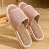 Pantufas de Linho Masculinas para Casa Internas Primavera e Outono Quatro Estações Domésticas de Chão Sola Grossa Antiderrapante Verão Absorventes de Suor Algodão Linho Pantufas Femininas