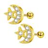 Aretes de Acero Inoxidable Simples y Únicos con Pedrería, Exquisitos y Compactos Aretes Micro-Incrustados, Joyería para Perforaciones