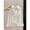 Nova camisa de duas peças com retalhos de renda francesa para outono, solta e modeladora, adequada para o trabalho