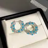 Arete Redondo de Resina con Abalorio Azul, Círculo Roto y Pedrería, Pendientes Simples y de Moda, Aspecto Exquisito de Alta Gama, Accesorios Versátiles para Pendientes, Venta al por Mayor