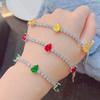 Pulsera de moda con forma de pera y diamantes rosas, pulsera de tesoro con circonitas amarillas, hemoglobina de paloma esmeralda y diamantes de alto carbono para mujer.