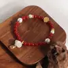 Pulsera de Ágata Roja Natural Joyería para el Año Zodiacal de la Mujer, Calabaza de la Suerte, Hebilla de Seguridad, Lingote de la Fortuna, Pulsera Giratoria de la Fortuna