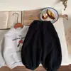 Pantalones de chándal para niños con forro polar, colección de invierno para niños, 2024, pantalones casuales gruesos de lana de cordero, pantalones de bebé de una sola pieza con forro polar, pantalones deportivos