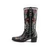 Botas Nuevas de Otoño e Invierno Europeas y Americanas para Mujer, Botas Altas Estampadas, Botas de Jinete, Botas de Tacón Medio Grueso, Talla 40-43, Botas de Amazon