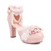 Comercio exterior Sandalias de punta Lolita encaje 2023 sandalias de tacón alto Zapatos Mary Jane zapatos nuevos gruesos con cuentas