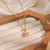 2026 Nueva Colección de Varios Estilos de Collares de Ganso, Colgantes de Ganso con Forma de Corazón de Plata Chapada en Oro con Diamante Rosa, Estilo Nicho de Alta Gama para Mujeres