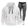 2025 Conjunto de Moletom Esportivo Outono e Inverno Transfronteiriço Masculino com Zíper e Múltiplos Bolsos Roupa Esportiva Conjunto de Moletom Leve