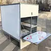 Triciclo Totalmente Cerrado Semi-Acero Inoxidable con Candado, Características de Desmontaje y Montaje, Carrito Stand para Snacks Comercial, Multifuncional para Venta Ambulante, Barbacoa y Comida Picante