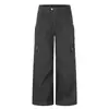 Calças de Trabalho Retas Estilo Retro Americano 11KN para Homens e Mulheres Soltas Resistentes Design Xadrez Acolchoado Tendência Casual Calças de Perna Larga