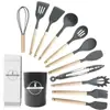 Espátula de silicone para sopa com cabo cruzado conjunto de 12 peças espátula de silicone antiaderente utensílios de cozinha de silicone de grau alimentício para uso doméstico conjunto atacado