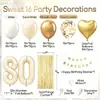 Arco de Globos Blanco Leche y Oro Transfronterizo para 16º Cumpleaños con Cortina de Lluvia Dorada y Globos de Papel en Forma de Corazón para Decoración de Ceremonia de Mayoría de Edad para Niña