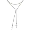 Collar Cruzado Nuevo Producto Transfronterizo con Borla Larga Moda Europea y Americana Forma de Y Cadena para Clavícula con Pedrería Collar para Mujer
