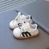 Zapatos Infantiles para Niños Pequeños Estilo Lindo con Decoraciones de Ojos de Dibujos Animados, Zapatos Blancos para Niños y Niñas, Zapatos Casuales Versátiles, Superficie de Cuero Estilo Coreano