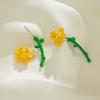 Brincos de pino femininos flor amarela irmã suave estudante pequeno fresco fada Hyon estilo elegante estéreo brincos de rosa B422