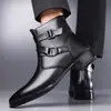 Botas de Cuero Estilo Británico de Negocios Puntiagudas Zapatos de Hombre Botas Martin de Caña Alta para Hombre Botas de Hombre Resistentes al Desgaste Caña Media-Alta Estilo Otoño/Invierno Talla Grande