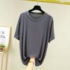 Camiseta masculina fina solta modal manga curta verão casual tamanho grande gola redonda base camisa cor sólida uso externo top