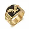 Joyería Hip-Hop Popular Transfronteriza Europea y Americana, Anillo Audaz para Hombre con Alas Voladoras Chapado en Oro