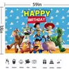 Telón de fondo de Toy Story de Dibujos Animados Suministros de Decoración para Fiesta de Cumpleaños Infantil Montaje de Escena Pancarta de Cumpleaños
