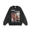 Estilo Americano Calle Retro Viejo Divertido Estampado de Calavera Viejo Cuello Redondo Sudadera de Hombre y Mujer Moda Nacional Holgada Pareja Base