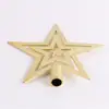 Estrela de ponta de árvore de cinco pontas plana de 10,15 cm, dourada e prateada, decorações de Natal