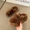 Pantuflas sencillas y mullidas para mujer, estilo coreano, con forro polar añadido, pantuflas de algodón con suela gruesa para invierno, cálidas y adecuadas para usar en exteriores, diseño de meter, suela suave y estilo de punta cerrada