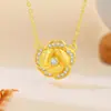 Popular collar de calabaza de esmalte en Xiaohongshu, cadena para la clavícula de estilo chino retro de lujo ligero para mujer, regalo de alta gama para el Festival Qixi