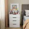 Tocador para apartamentos pequeños, con diseño de tapa abatible, estilo moderno y minimalista, con almacenamiento integrado, un tocador y un mini tocador de noche