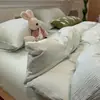 Conjunto de cama de algodão lavável de quatro peças para dormitórios estudantis, lençol de solteiro lavável à máquina, capa de edredom, lençol com elástico, conjunto de três peças, adequado para todas as estações