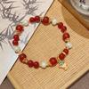 Pulseira Estilo Chinês Hongyun Ágata Vermelha Imitação Pérola Imitação Pulseira Presente para Mulheres Novos Acessórios de Estilo Chinês Novas Joias