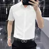 Camisa fina de manga corta para hombre, italiana de alta calidad, sin planchar, antiarrugas, para verano, corte slim, de seda helada, casual de negocios