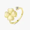 Anillo Rotatorio de Ojo de Gato Verde de Cuatro Hojas Estilo Nuevo Europeo y Americano para Mujer Estilo ins Anillo de Apertura de Moda Versátil