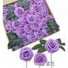 Atacado de Fábrica 8cm Modelo 25 Flores Caixa de Presente com Rosas Simuladas com Folhas e Hastes de Flores Estilo Europeu Flores de Espuma de Poliestireno