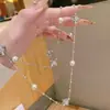 Colar de Pérolas em Camadas Flor de Íris Vintage Longo de Alto Valor Exquisito Versátil Moda