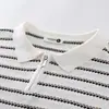 2026 polo de malha listrada de meio zíper masculino de luxo leve de alta qualidade camiseta de verão de manga curta texturizada para negócios