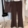 Pantalones Acampanados para Mujer Estilo Nuevo Invierno 2025 con Forro de Felpa, Engrosados, de Cintura Alta, Caídos, de Corte Holgado, Adelgazantes, Casuales de Pierna Ancha, Pantalones Largos