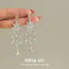 Novos Brincos de Flor com Franjas em Gota d'Água, Leves e Luxuosos, Cheios de Diamantes, Brincos Estilo Palácio, Exquisitos, High-End e Simples