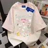 Camiseta de Verano 100% Algodón Puro Creativa Estrella Dopamina Dibujos Animados Manga Corta para Hombres y Mujeres, Ajustada Parche Pareja Top de Moda