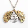 Collar con letras grabadas de girasol, joyería transfronteriza europea y americana de aleación con flores, venta al por mayor